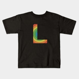 Retro Rainbow 'L' Sticker Kids T-Shirt